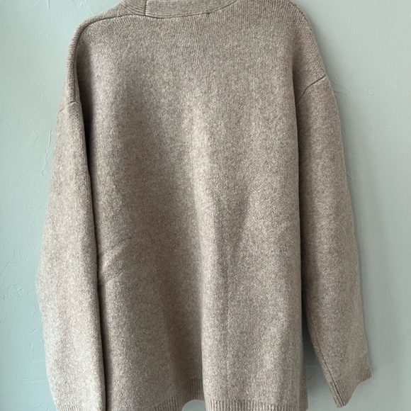 ZARA GOLD BUTTON CHUNKY KNIT CARDIGAN SWEATER TAN L - Picture 6 of 7